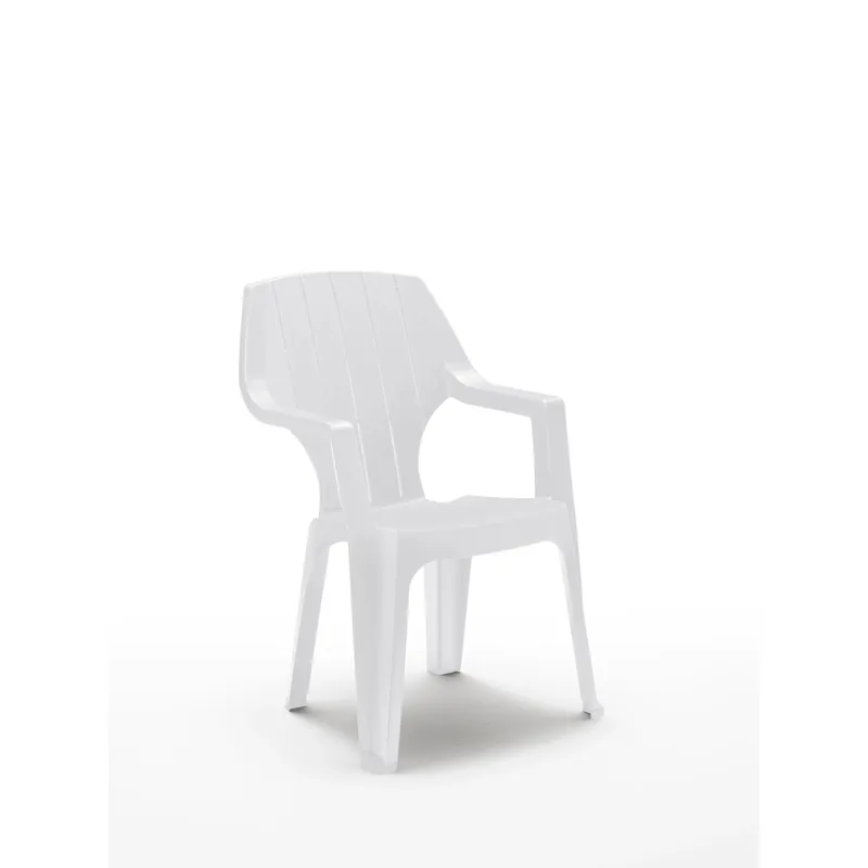 Hete Deal Sedia da giardino impilabile alta in plastica bianca