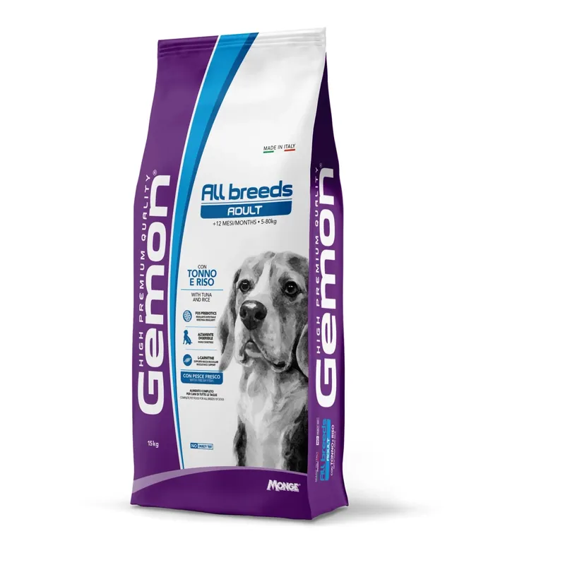 Bestseller Crocchette per cani al tonno e riso Monge Gemon 15 kg