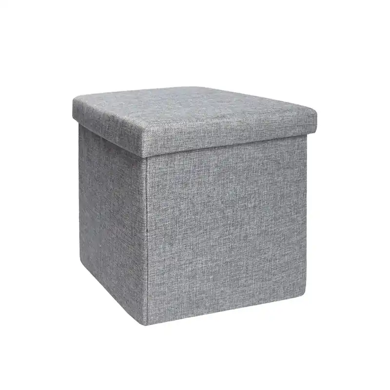 Seizoensaanbieding Pouf contenitore pieghevole tessuto grigio chiaro 38x38 cm