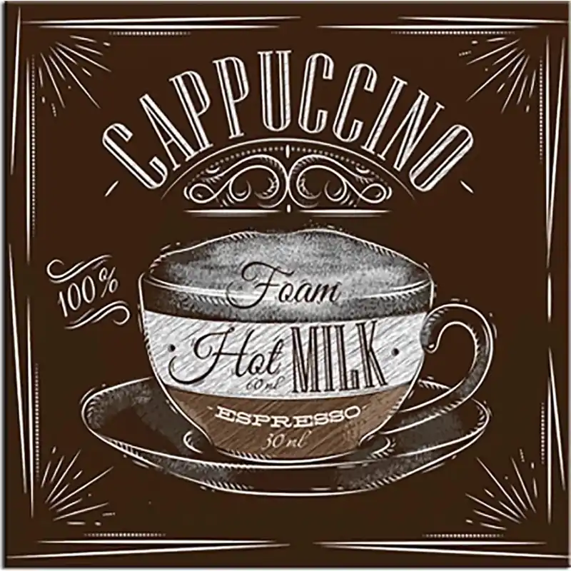 Goedkoop Quadro in vetro soggetto tazza cappuccino 20 x 20 cm