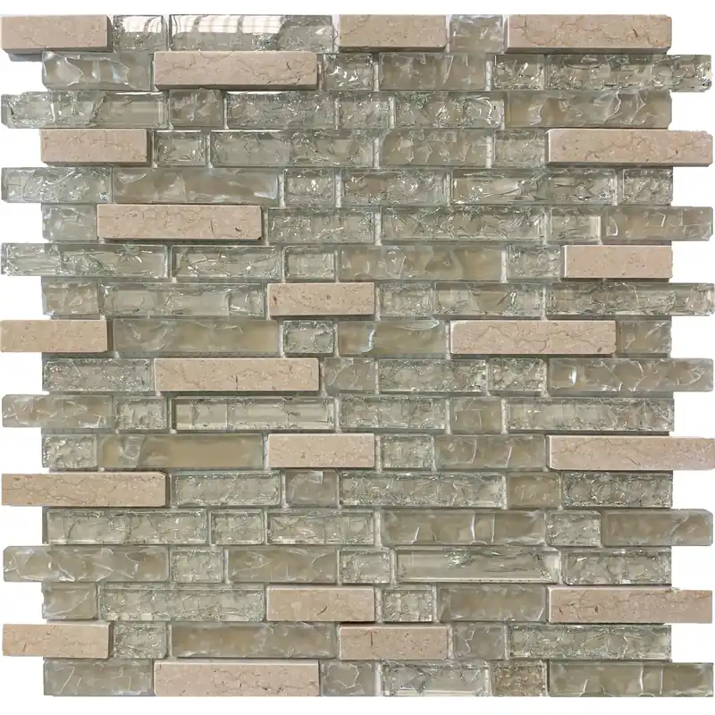 Mosaico Lumille cm 30x30 in pietra e vetro beige Direct Verzonden