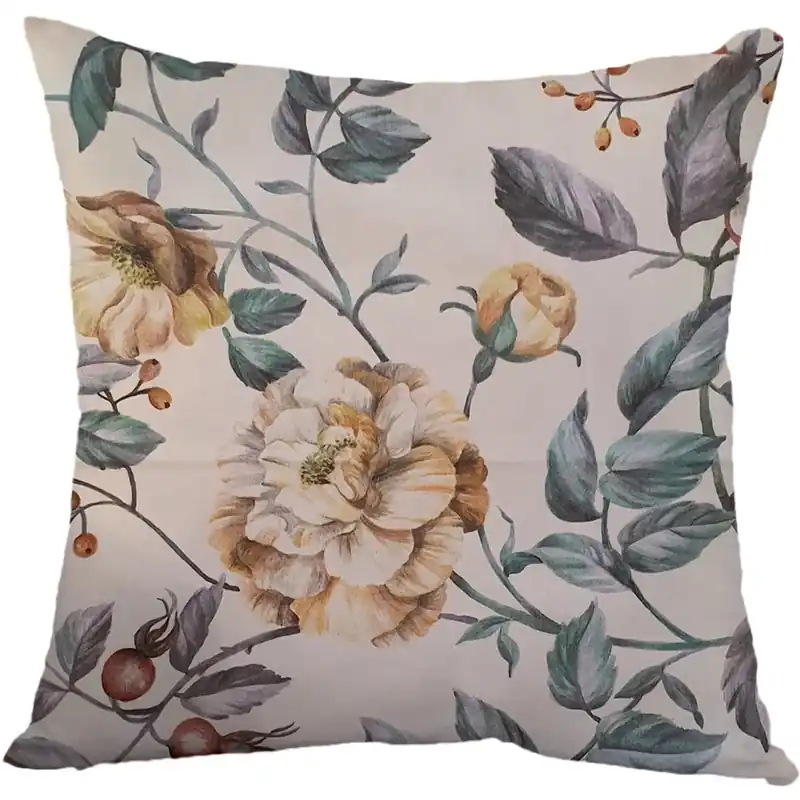 Fodera per cuscino a fantasia Peonia beige 50x50 cm Hoge Kwaliteit
