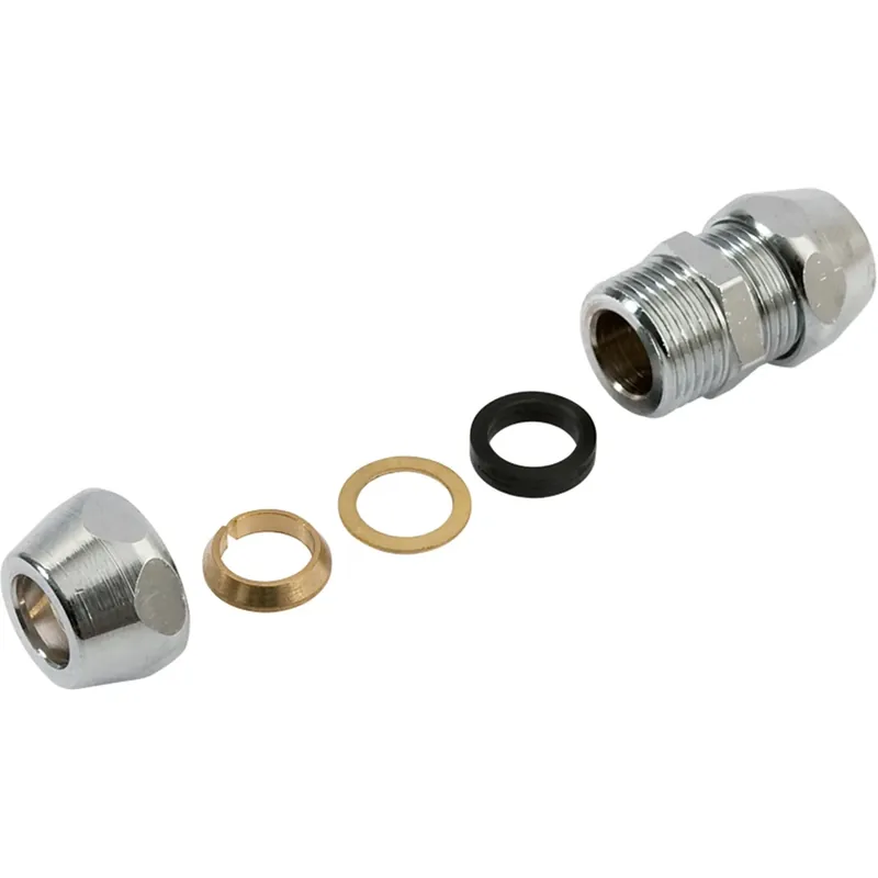 Raccordo in ottone cromato 3/8"x10x10mm Seizoensaanbieding