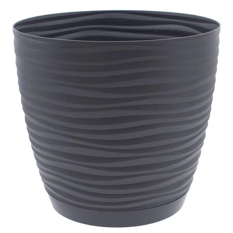 Vaso per piante Sahara in plastica con sottovaso ø 13 cm antracite Dagaanbieding