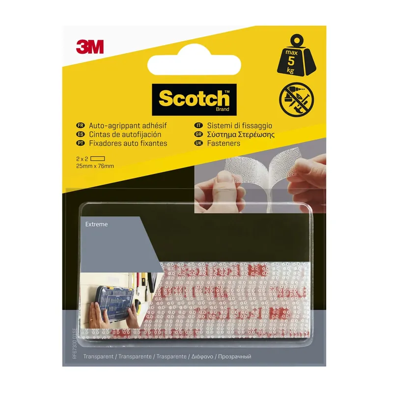 Nastro adesivo per fissaggio Scotch Extreme Fasteners 25x75 mm trasparente Gratis Retour