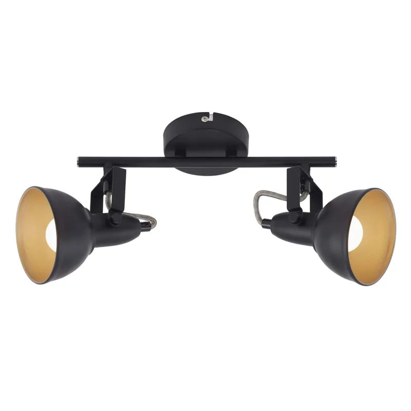 Barra 2 faretti orientabili Soft in metallo oro e nero E14 Must-Have