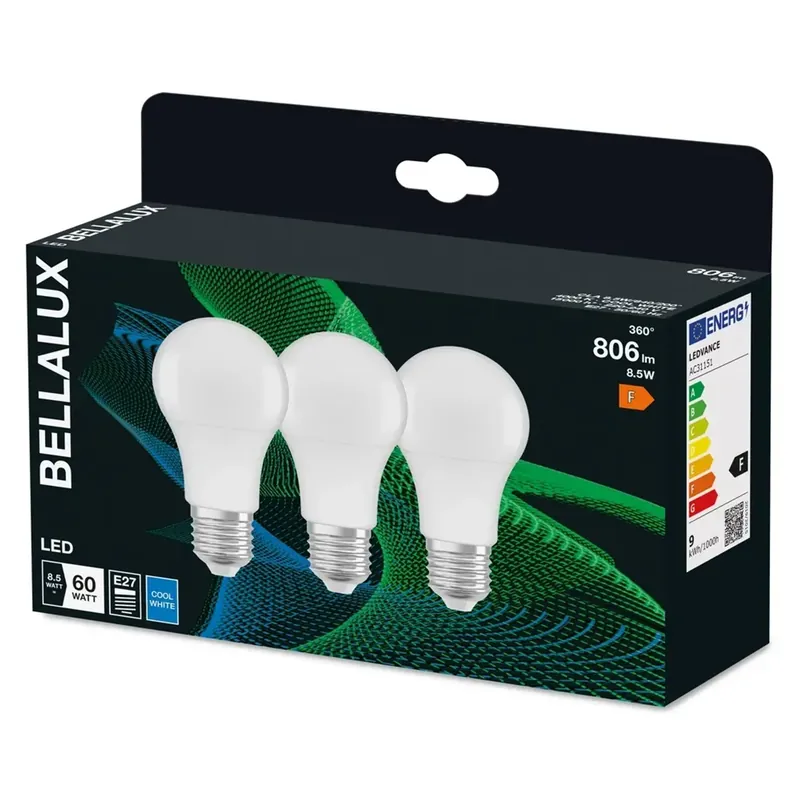 Hoge Kwaliteit Lampadine LED E27 a goccia Bellalux 806 lm bianco neutro 3 pz