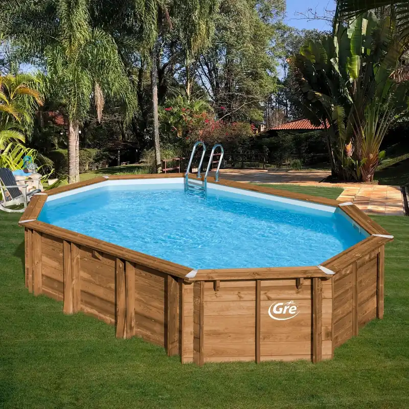 Piscina in legno fuori terra Zafferano 2 620x395x136 cm ovale Fabrieksprijs