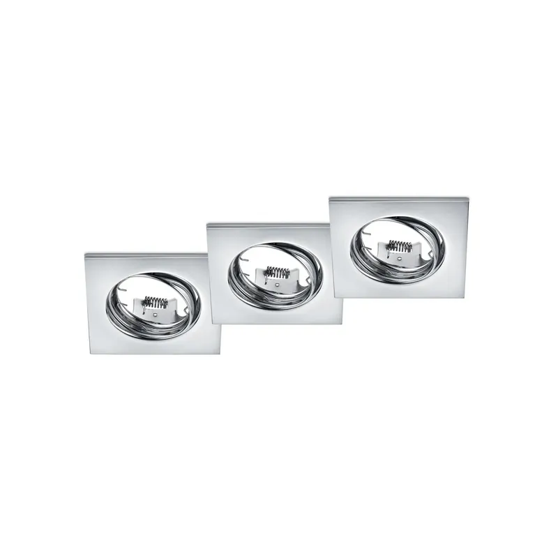 Kit 3 faretti da incasso Jura quadrati orientabili cromati 8x8 cm Exclusieve Aanbieding