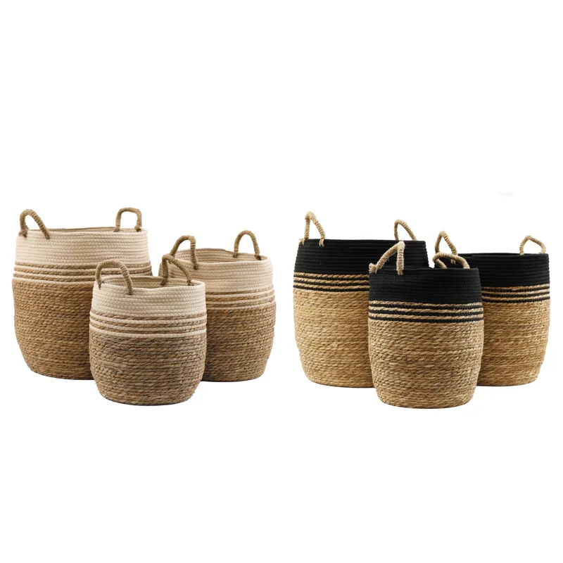 Nieuw Cesti portabiancheria in alga marina e cotone set da 3