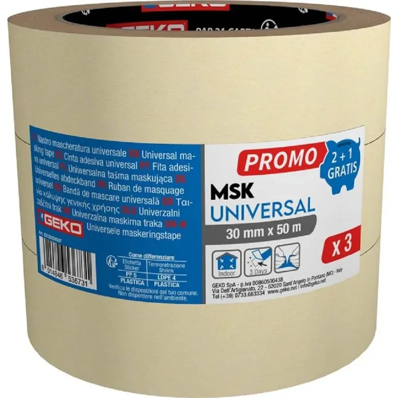 Nastro adesivo in carta solvente 30 mm x 50 m bianco 3 pz Koop Online