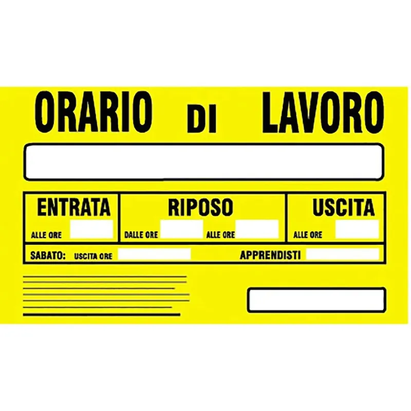 Koop Online EcoTarga di informazione "Orario di lavoro" 20 x 30 cm