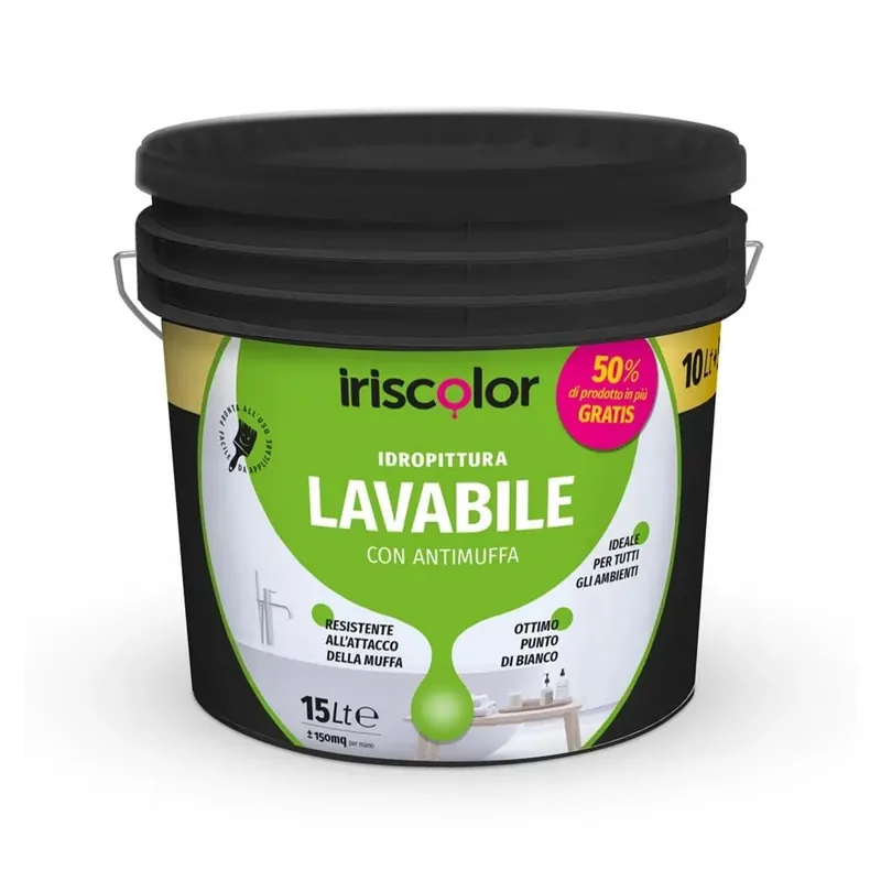 Idropittura lavabile antimuffa Iris Color 10+5 l bianco Voordeelprijs