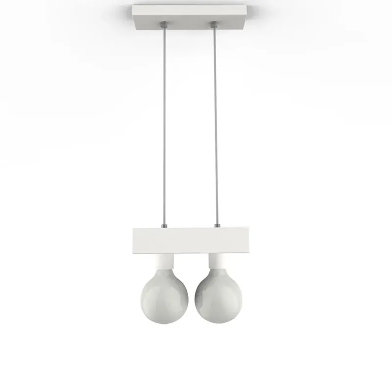 Betaalbaar Lampadario a sospensione Boston 2 luci E27 da 42 W bianco opaco 25x9x H 100 cm