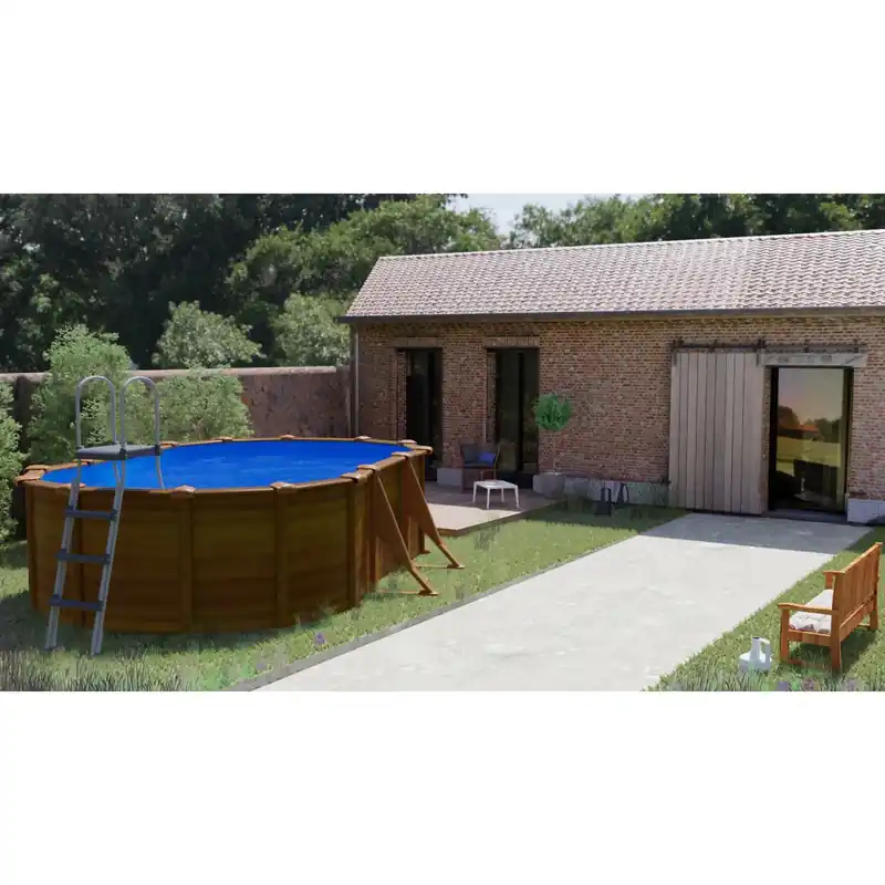 Piscina fuori terra rigida in acciaio legno Gre 500x300x H 120 cm Beperkt Aanbod