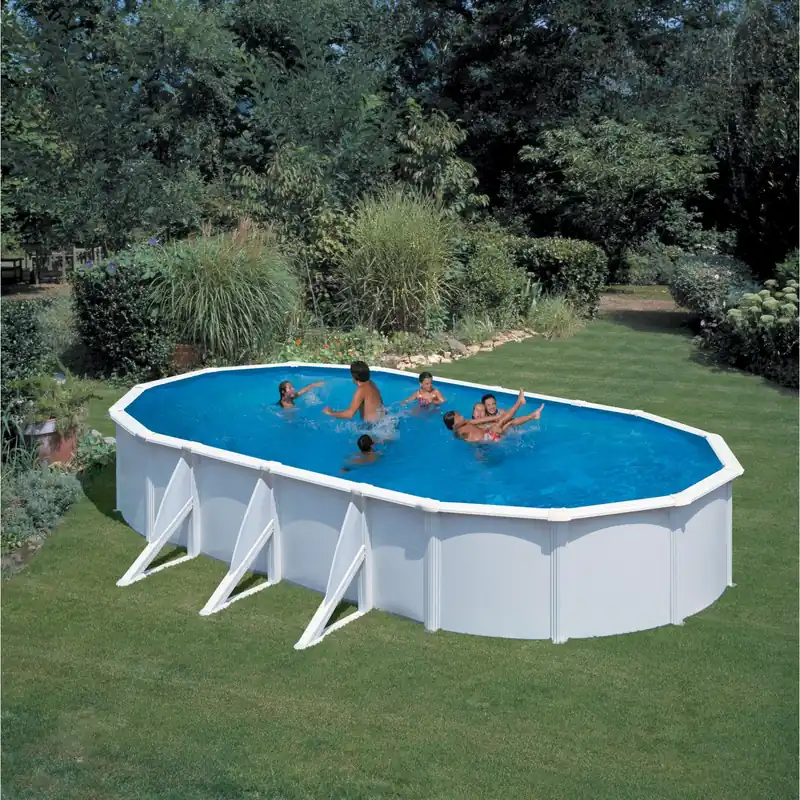 Bestel Nu Gre piscina ovale bianca 800 cm x 470 cm x 132 cm con filtro a sabbia