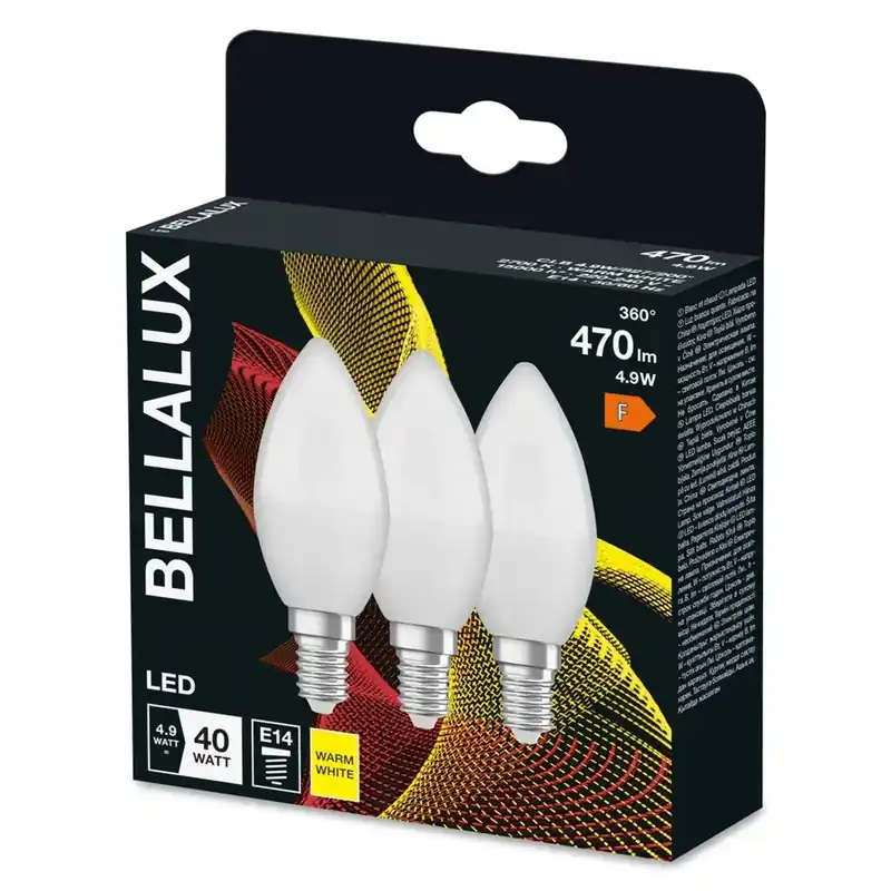 Lampadina LED E14 forma a candela Bellalux 470lm bianco opaco 2700K Laatste Versie