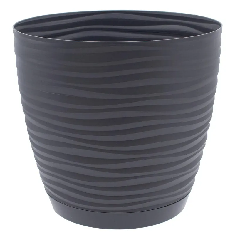 Beperkt Aanbod Vaso per piante Sahara in plastica con sottovaso ø 15 cm antracite