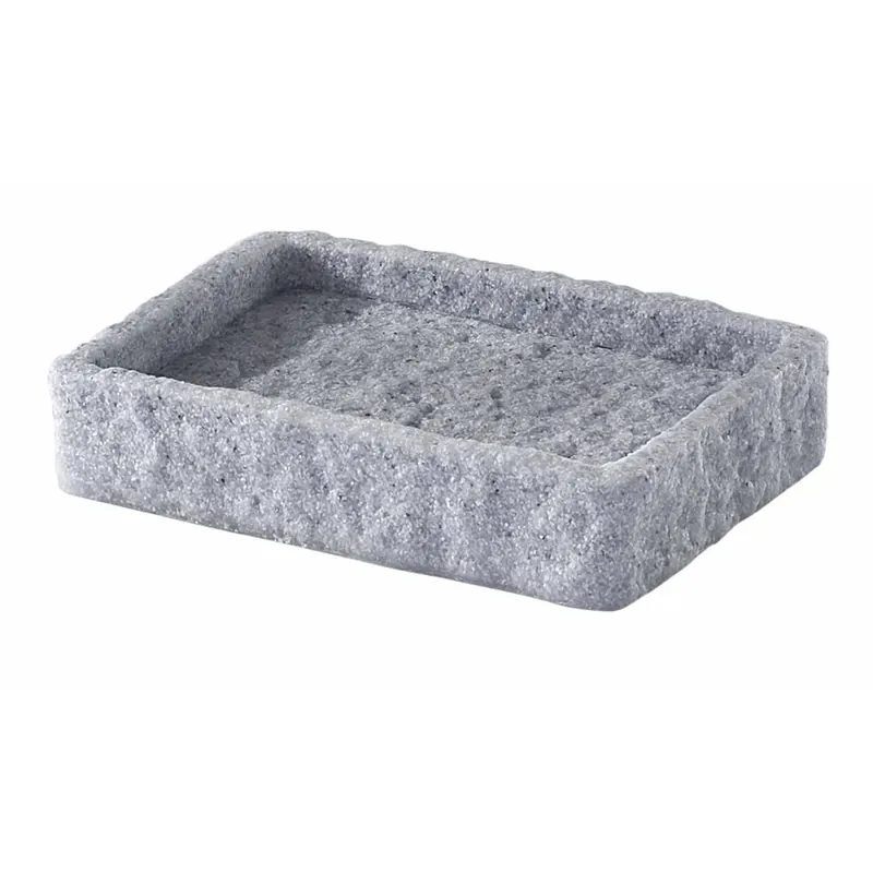 Lage Prijs Portasapone bagno Aries in resina e sabbia grigio