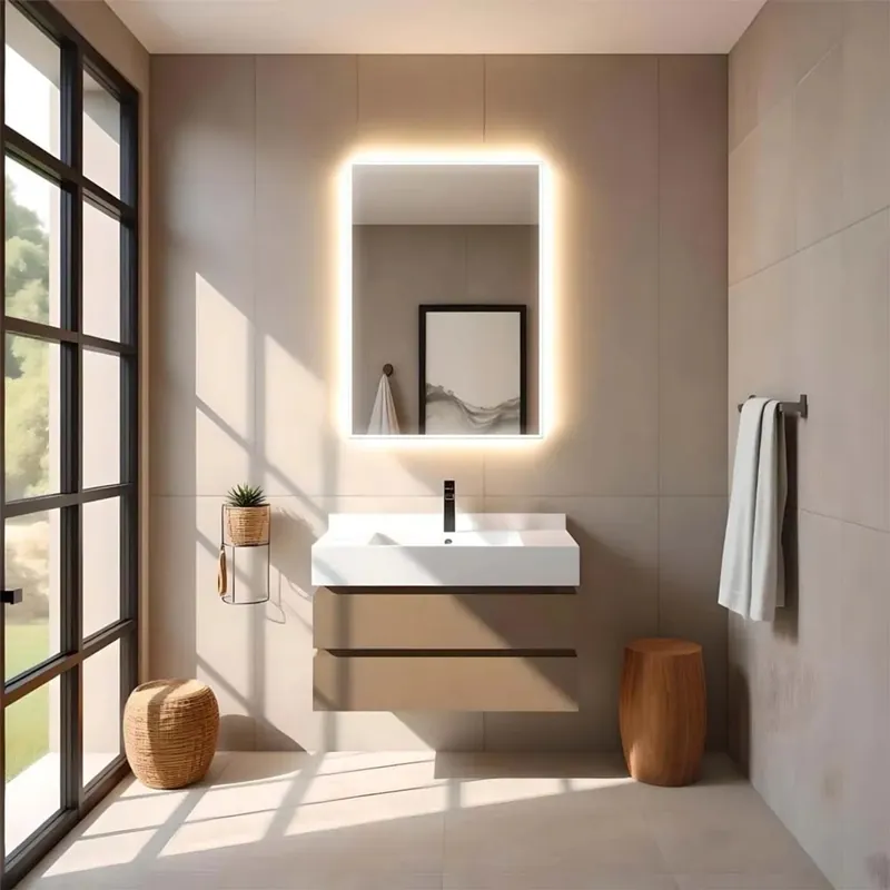 Flitsaanbieding Specchio con cornice satinata 1,5 cm retroilluminata LED MIRA 80x60 cm