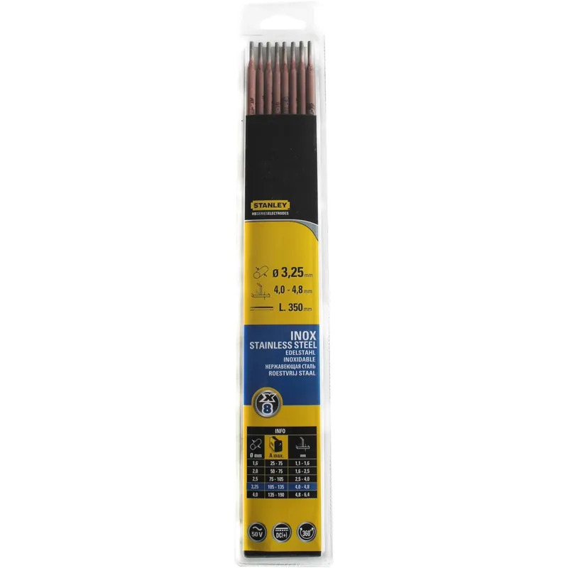 Stanley elettrodi acciaio inox 2,5 mm x 300 mm blister 10 pz Betrouwbaar