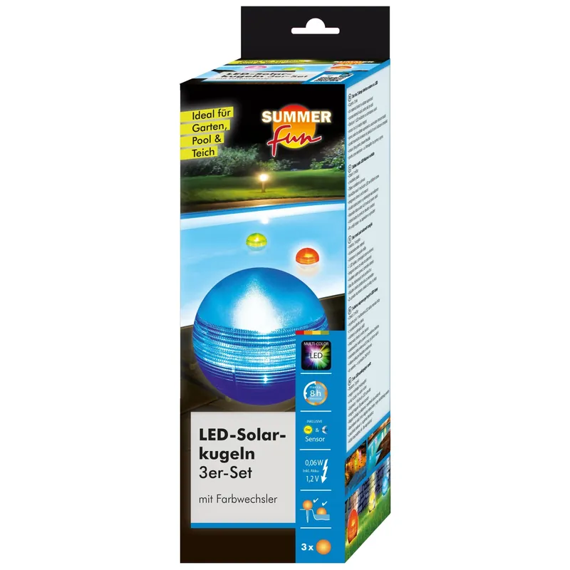Set 3 luci solari LED piscina Summer Fun galleggianti multicolore Betrouwbaar