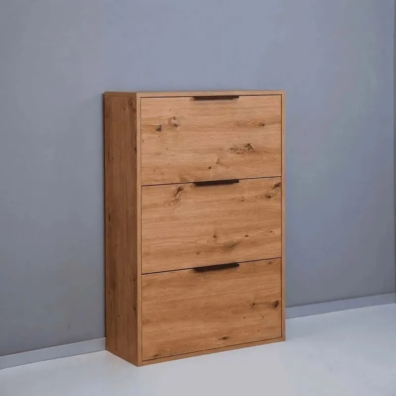 Hoge Kwaliteit Scarpiera 3 ribalte doppia profondità 120x65x25 cm quercia