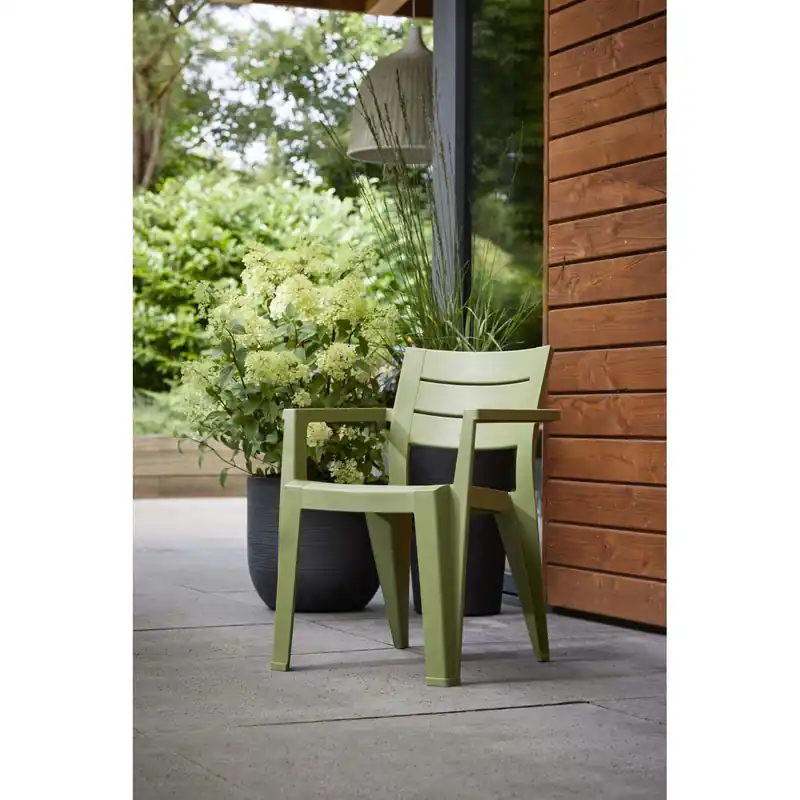 Express Levering Sedia da giardino senza cuscino con braccioli Julie verde