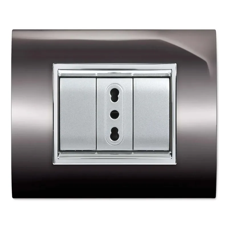 Placca per presa elettrica a 3 posti Prestige nero Nu Kopen