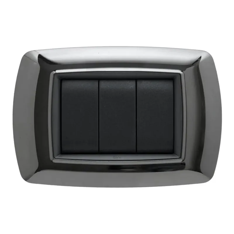 Koop Online Placca a 3 moduli metallo scuro