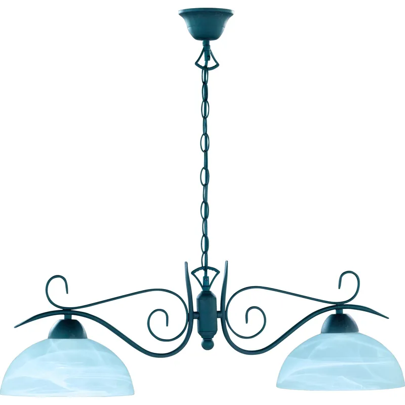 Lampadario a sospensione Country 2 luci E27 vetro anticato Ø 78x136x25 cm Laatste Versie