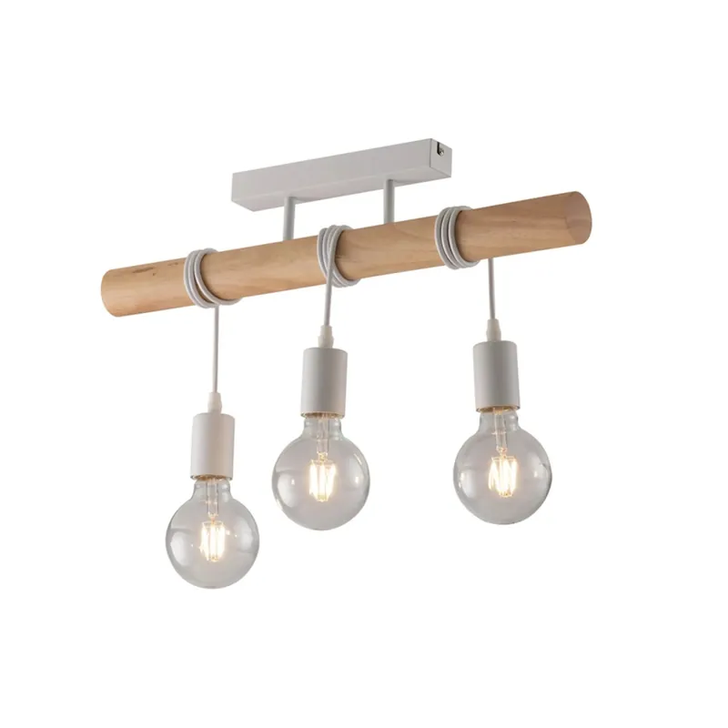 Bestseller Plafoniera Arizona 3 luci 55x25x5 cm bianco e legno