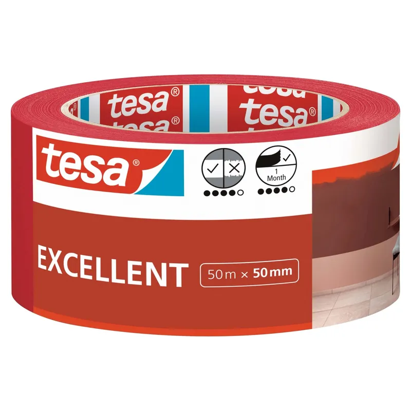 Hoge Kwaliteit Nastro per mascheratura Tesa Excellent 50 mm x 50 m rosso