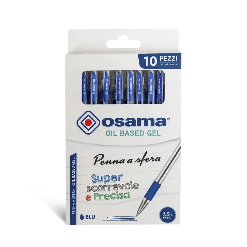 Premium Penna a sfera a scatto OSAMA OBG 10 pz inchiostro blu