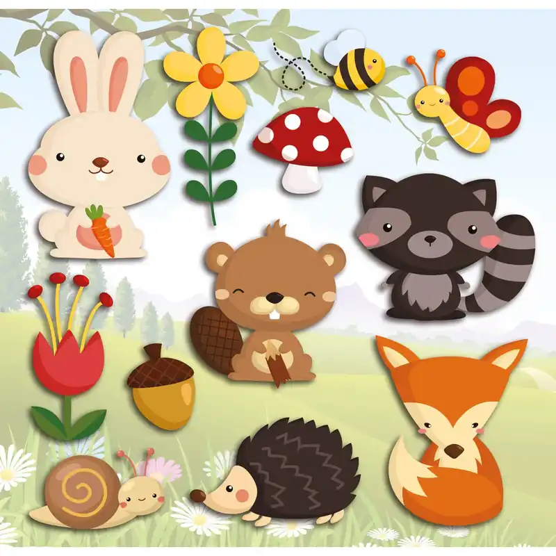 Adesivo decorativo per parete 3D Happy Forest 31x31 cm Laatste Kans