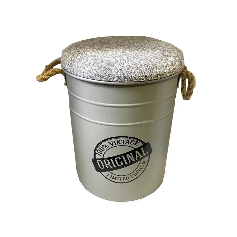 Pouf contenitore in metallo grigio 34x44,5 cm Bestseller
