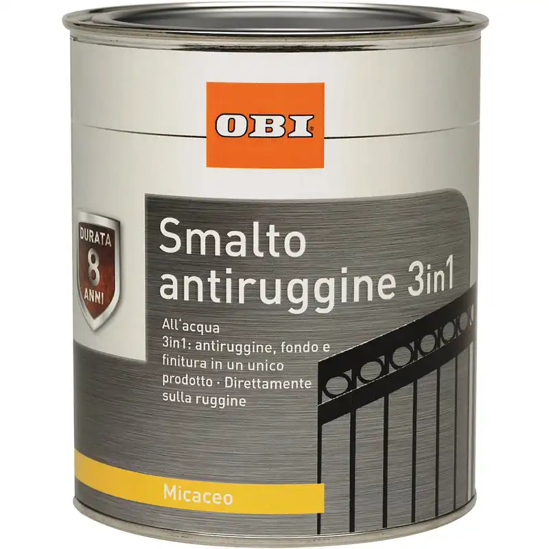 Smalto antiruggine OBI 3 in 1 micaceo nero 2,5 l Snelle Levering