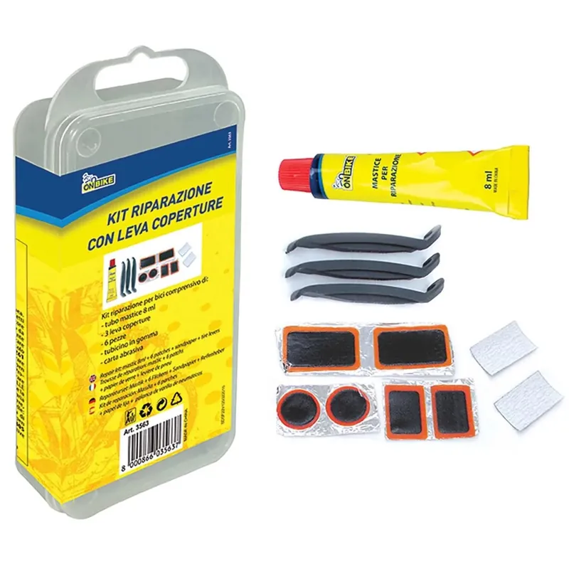 Beperkte Voorraad Kit riparazione bici comprensivo 2 toppe tonde diam. 25m