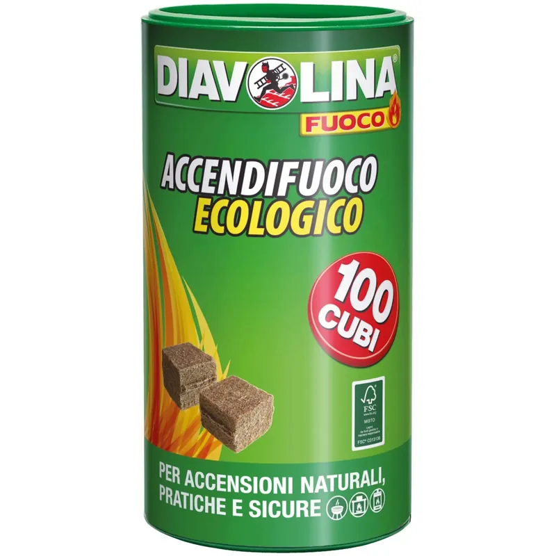 Tijdelijk Beschikbaar Diavolina Accendifuoco Ecologico 100 cubi