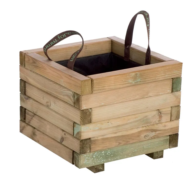 Laatste Kans Fioriera in legno naturale quadrata Baroque 40x40x H 33 cm