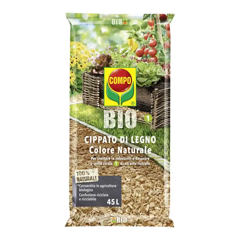 Populair Cippato di legno color naturale Compo Bio 45 l