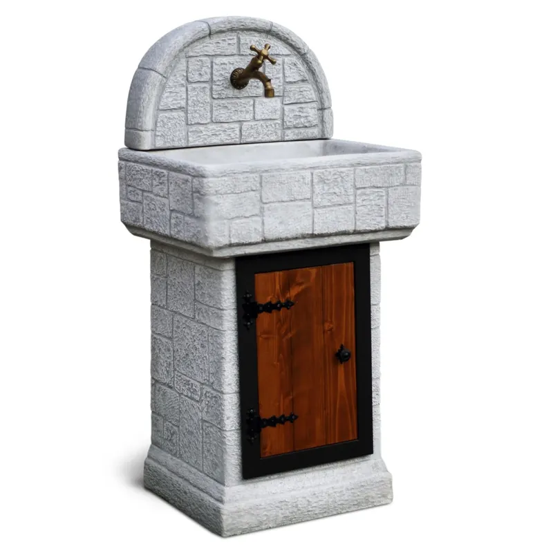 Hete Deal Lavandino da esterno Elba in cemento grigio 120x58x49 cm