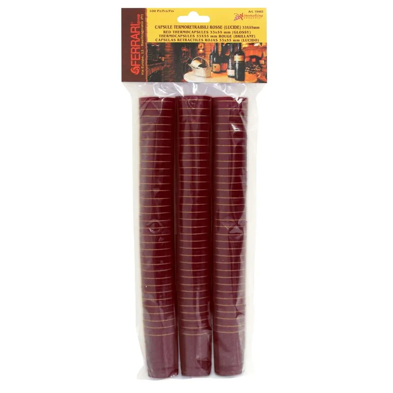 Capsule termoretraibili rosse 33x55 mm 100 pz Merkproduct