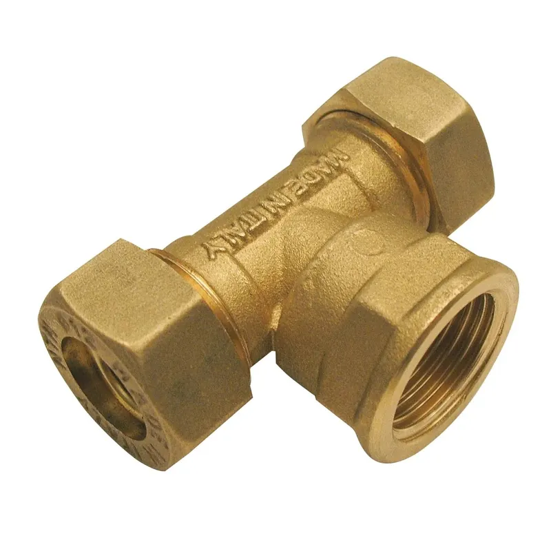 Premium Raccordo a t femmina per acqua/gas in ottone per rame 14mm - 1/2"