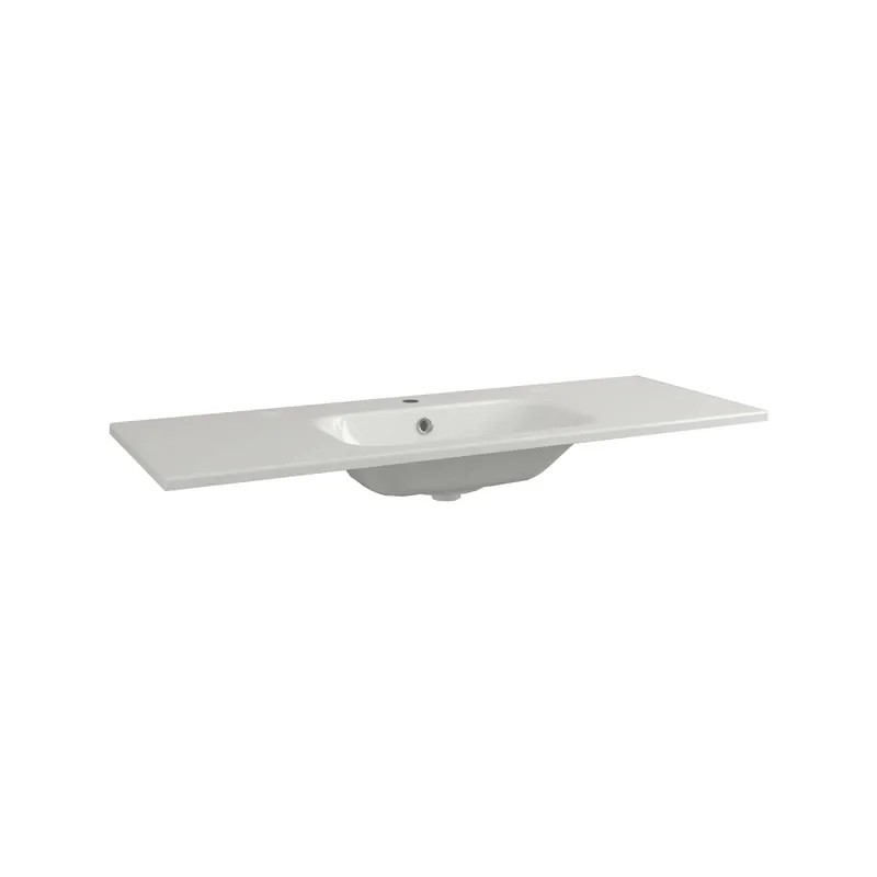 Lavabo da incasso con vasca centrale 121x46 cm mineralmarmo bianco Hoge Kwaliteit