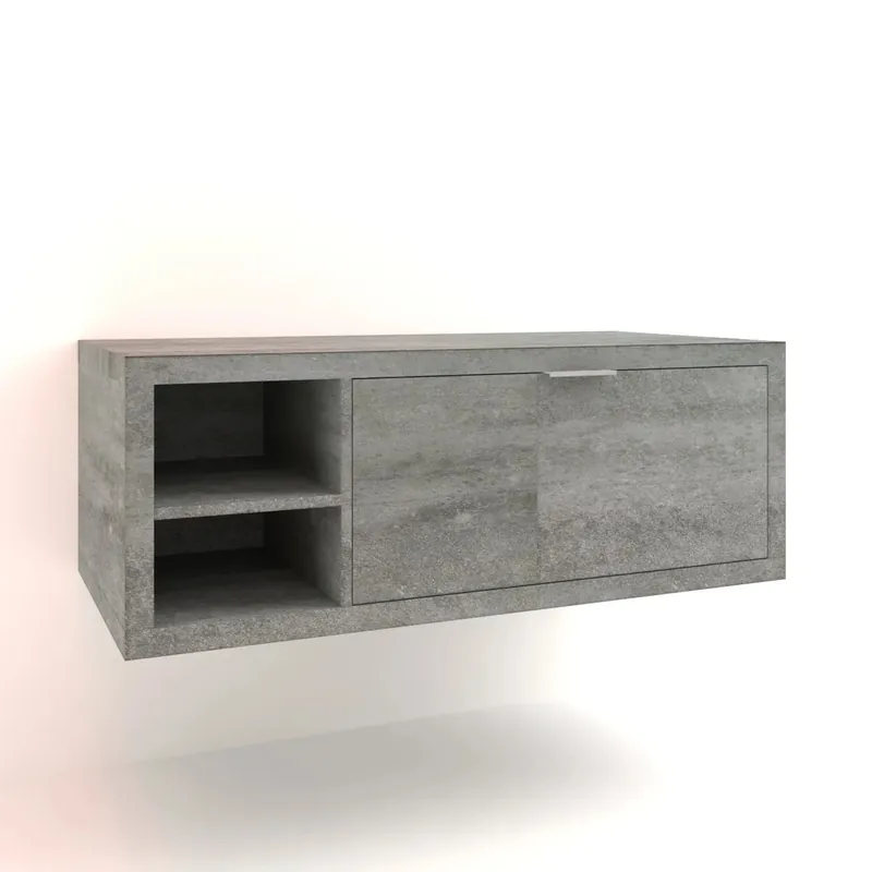 Tijdelijk Beschikbaar Mobile bagno base lavabo sospeso 110 cm cemento/cemento con mensola sx