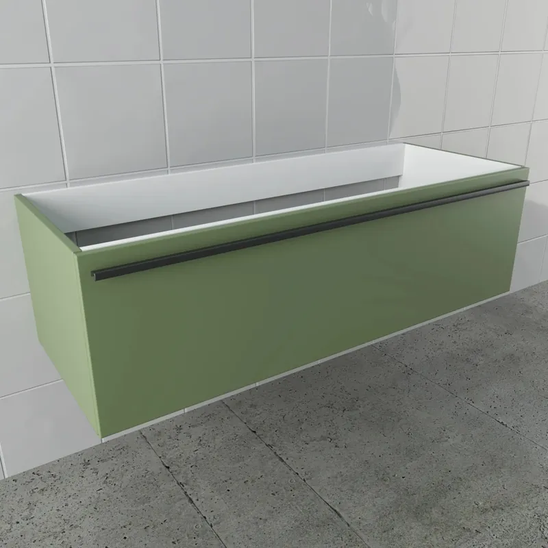 Seizoensaanbieding Mobile bagno base lavabo sospeso Diana 120x46x45 cm verde reseda