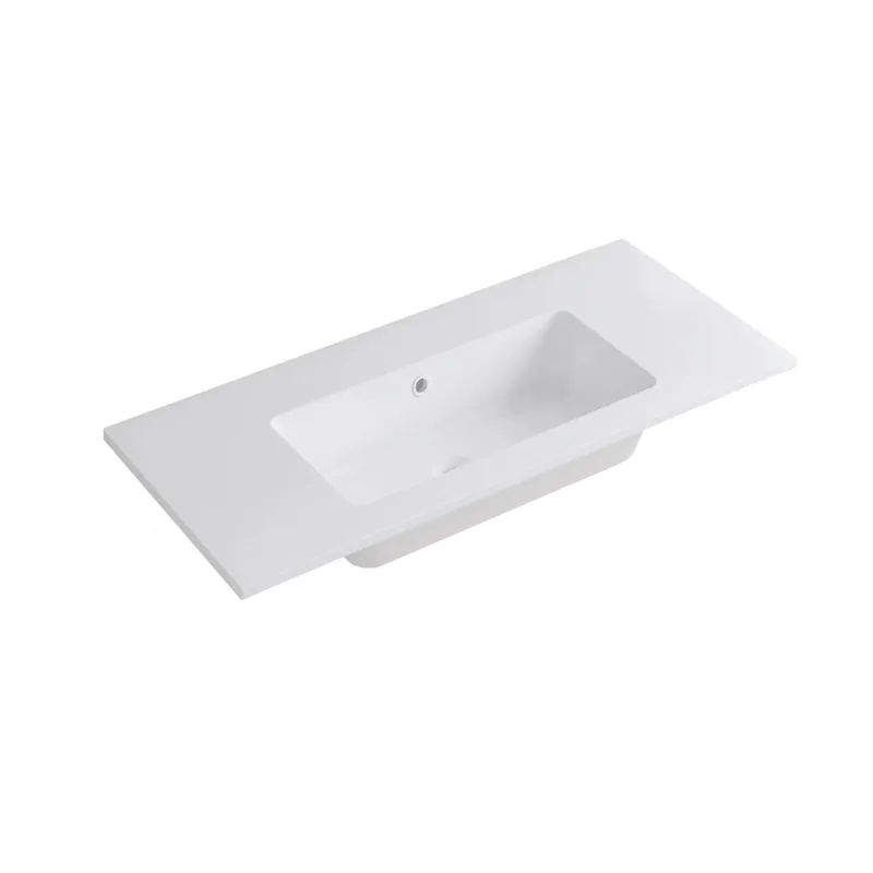 Lavabo in marmoresina centrale 100 cm Bianco opaco Uitverkoop