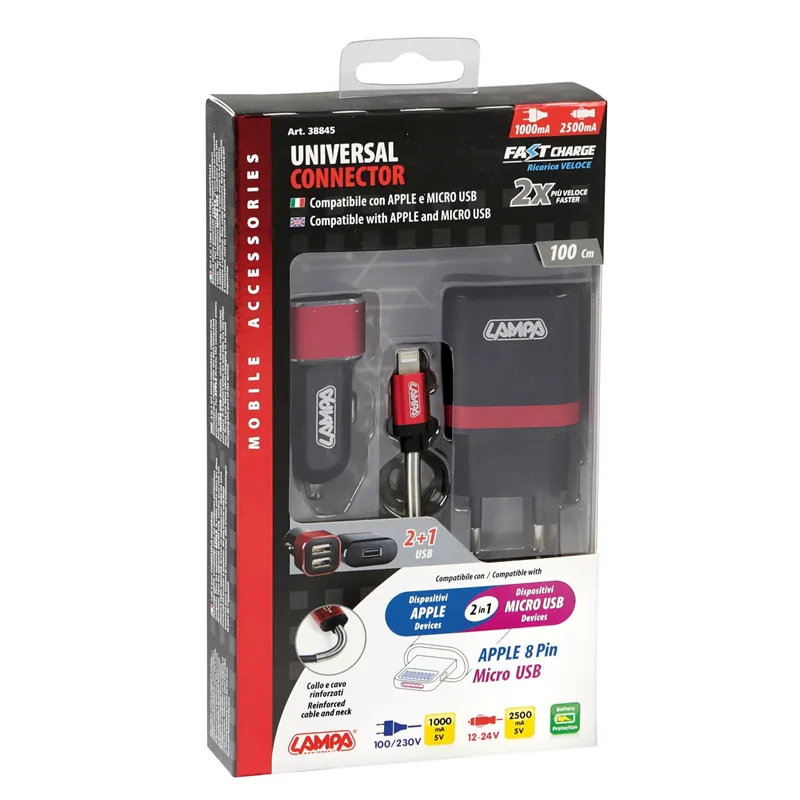 Kit 3in1 Universal Connector , caricatore Usb+presa da parete+cavo dati e ricar Laatste Kans