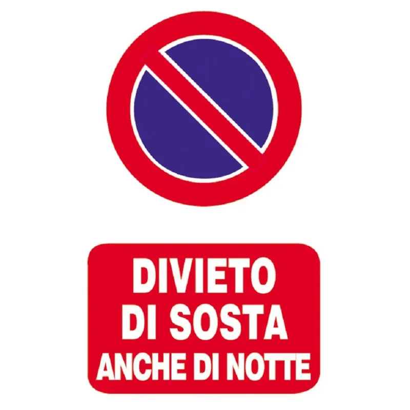 Hoge Kwaliteit EcoTarga "Divieto di sosta anche di notte" 20 x 30 cm